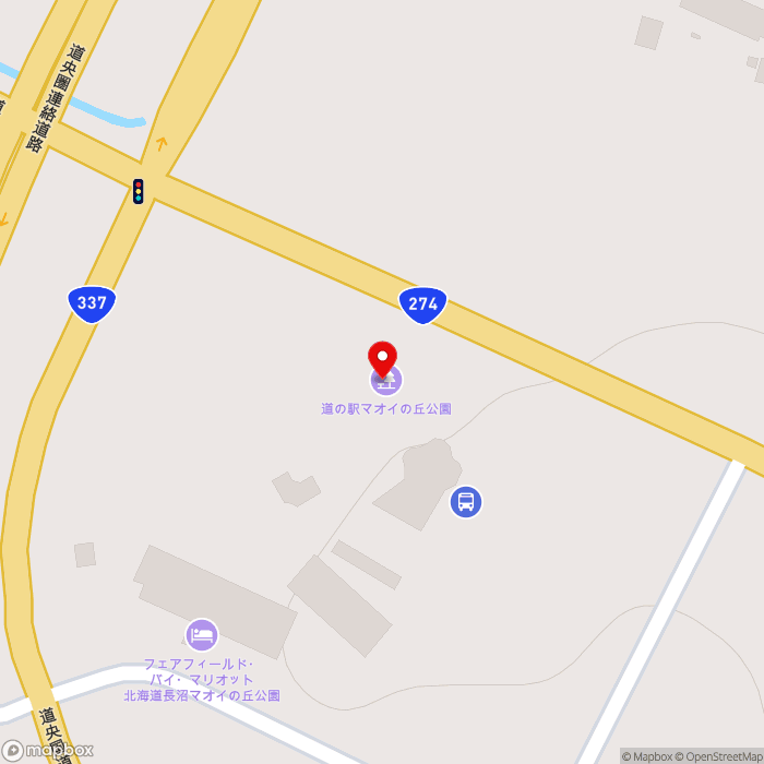 道の駅マオイの丘公園の地図（zoom17）北海道夕張郡長沼町東10線南7