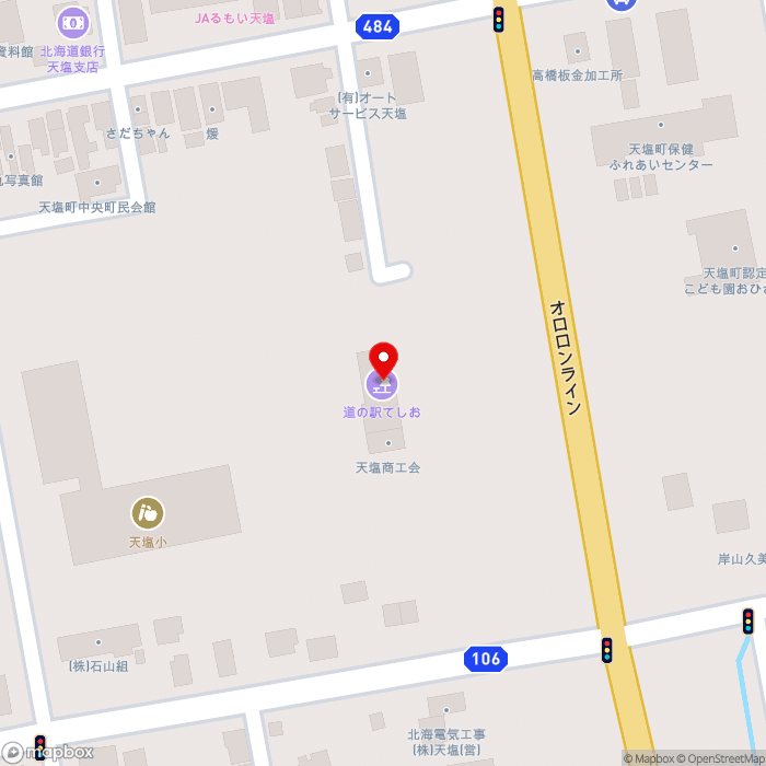 道の駅てしおの地図（zoom17）北海道天塩郡天塩町新開通4-7634-2