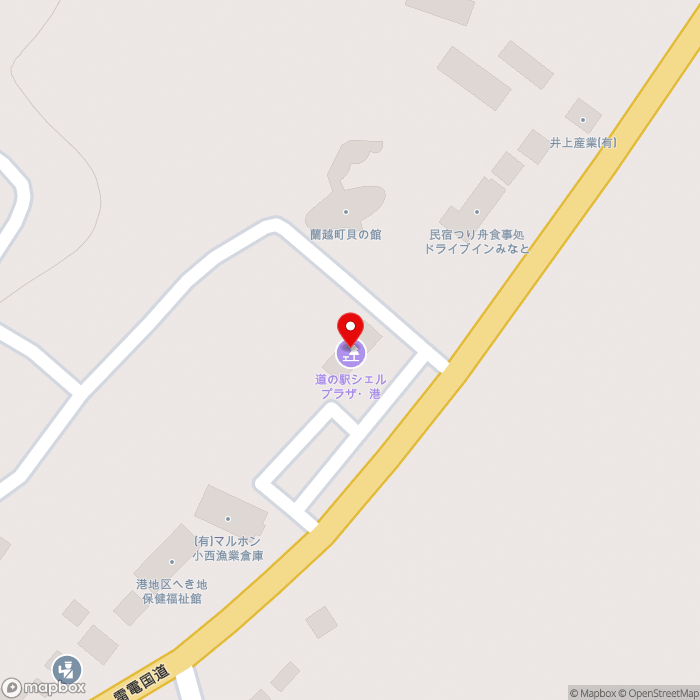 道の駅シェルプラザ・港の地図（zoom17）北海道磯谷郡蘭越町港町1402-2
