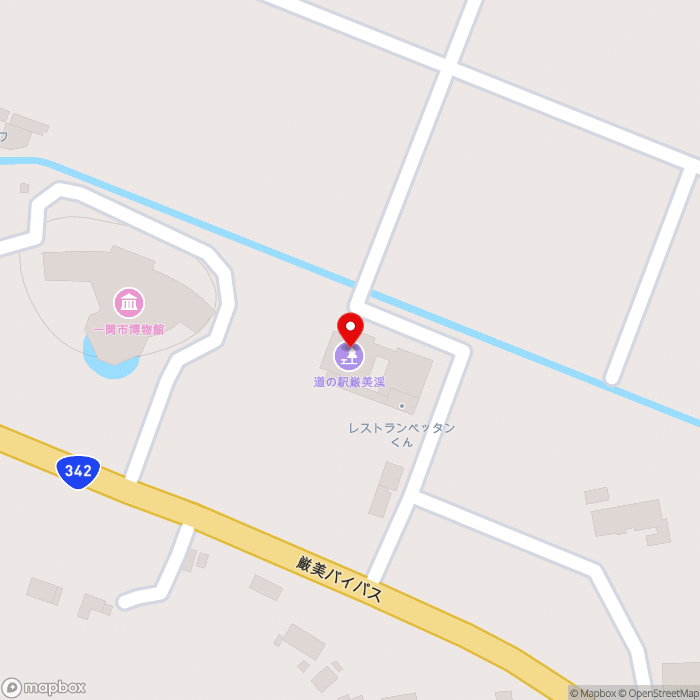 道の駅厳美渓の地図（zoom17）岩手県一関市厳美町字沖野々220-1