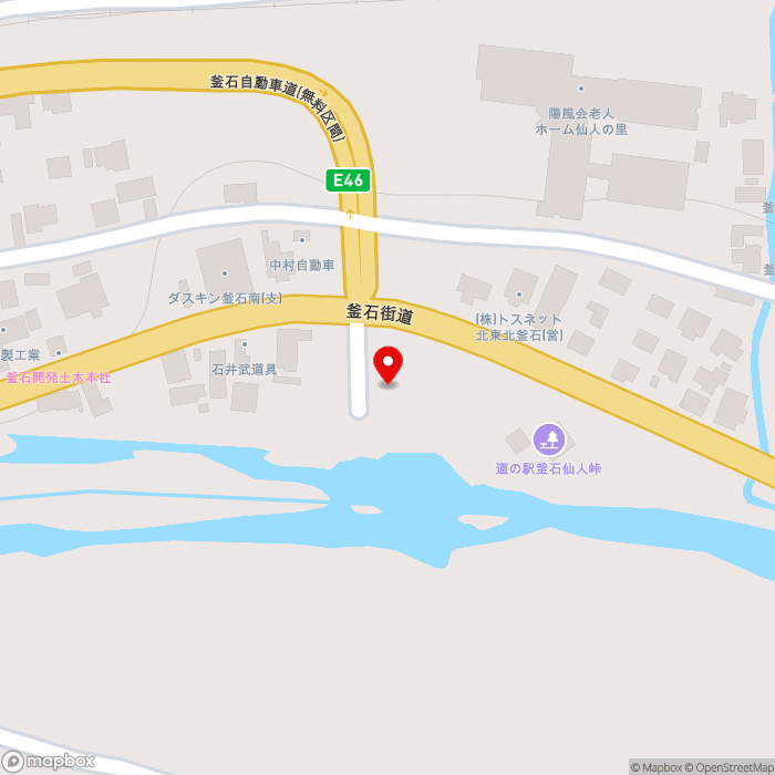 道の駅釜石仙人峠の地図（zoom17）岩手県釜石市甲子町第7地割155-4