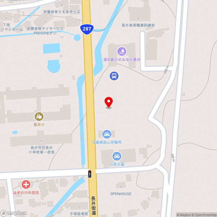 道の駅川のみなと長井の地図（zoom17）山形県長井市東町2-50