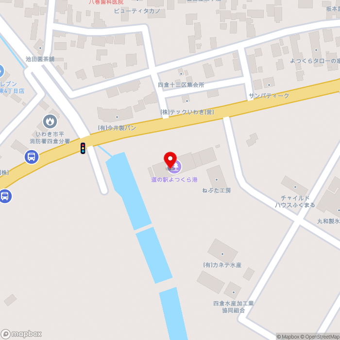 道の駅よつくら港の地図（zoom17）福島県いわき市四倉町字5-218-1