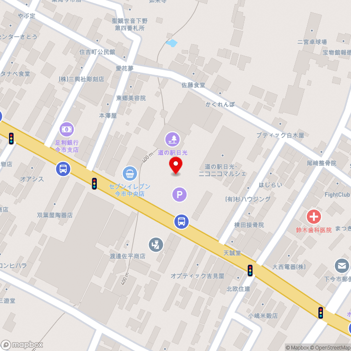 道の駅日光の地図（zoom17）栃木県日光市今市719-1