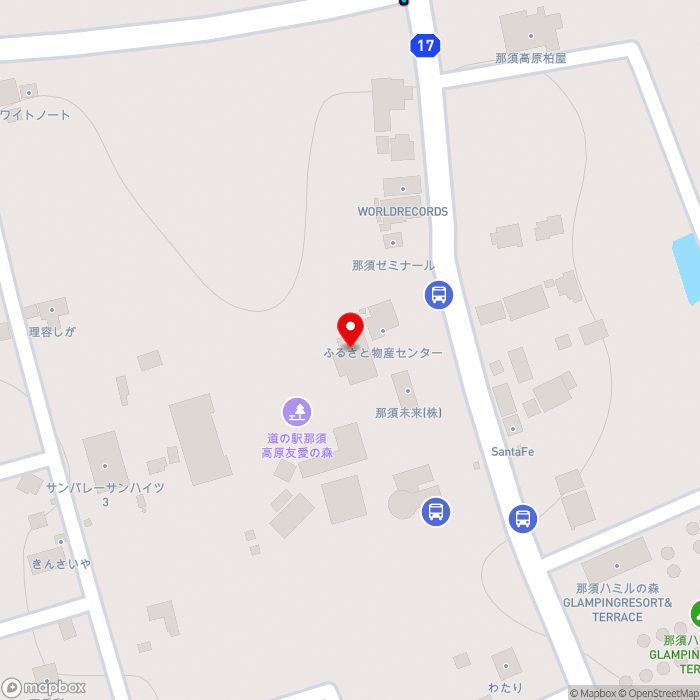 道の駅那須高原友愛の森の地図（zoom17）栃木県那須郡那須町高久乙593-8