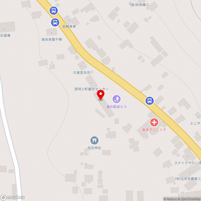道の駅ばとうの地図（zoom17）栃木県那須郡那珂川町北向田183-1