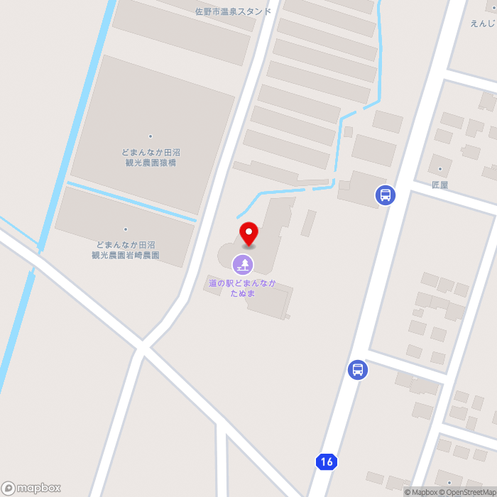 道の駅どまんなか　たぬまの地図（zoom17）栃木県佐野市吉水町366-2