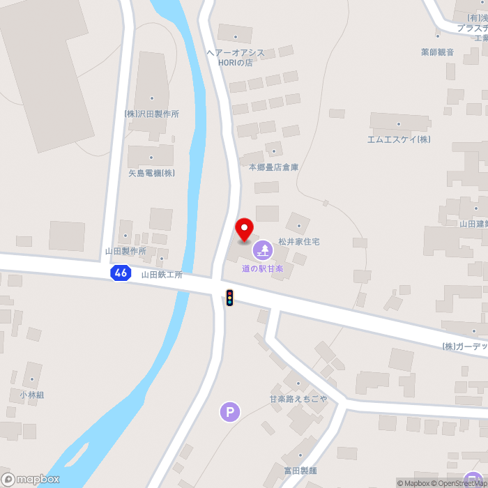 道の駅甘楽の地図（zoom17）群馬県甘楽郡甘楽町大字小幡444-1