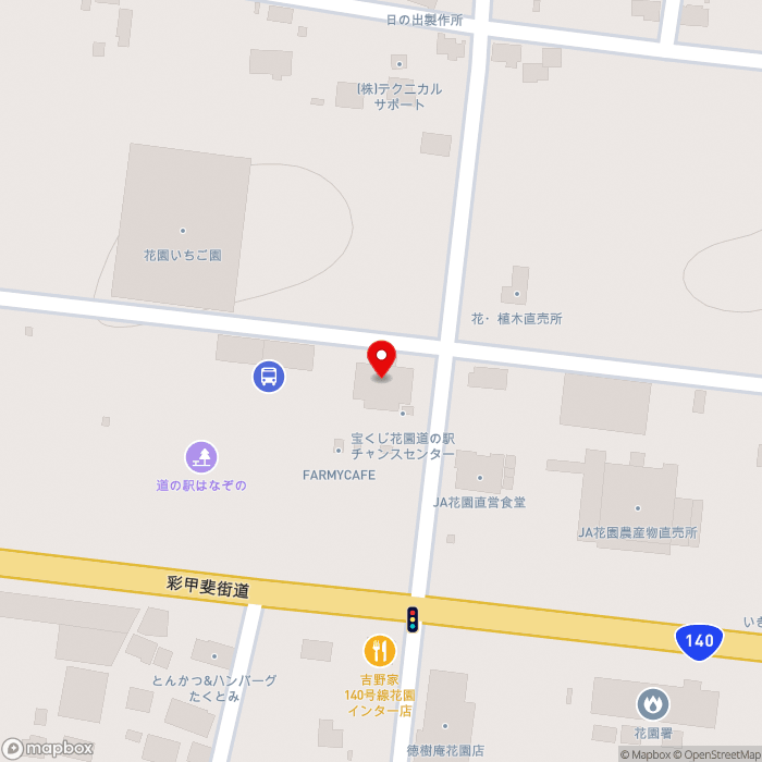 道の駅はなぞのの地図（zoom17）埼玉県深谷市小前田458-1