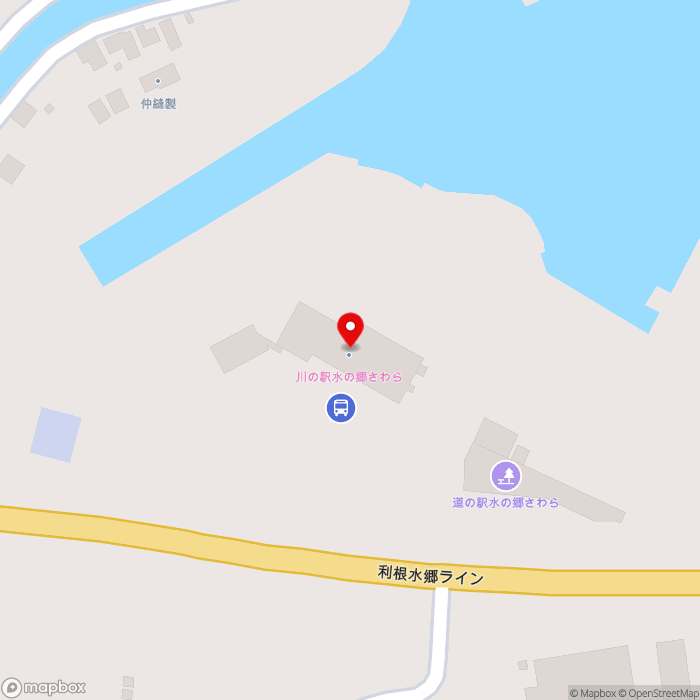 道の駅水の郷さわらの地図（zoom17）千葉県香取市佐原イ3981番地2地先