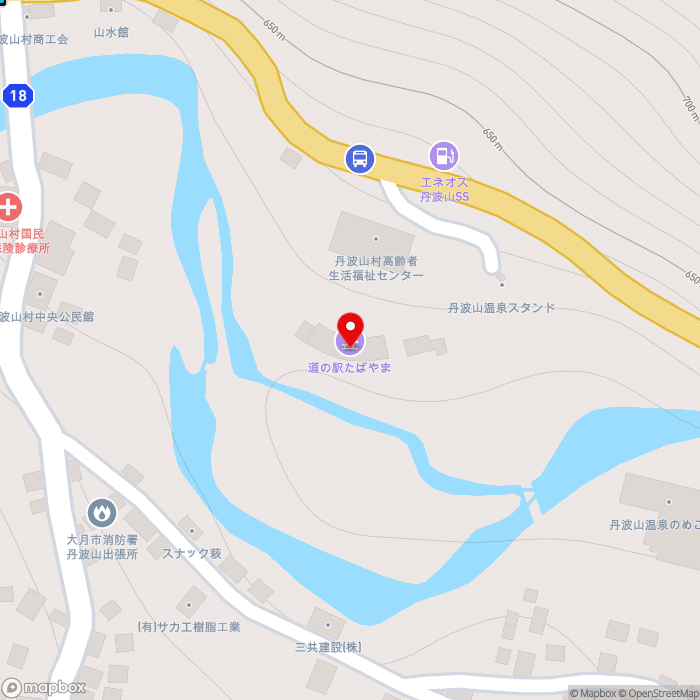 道の駅たばやまの地図（zoom17）山梨県北都留郡丹波山村2901