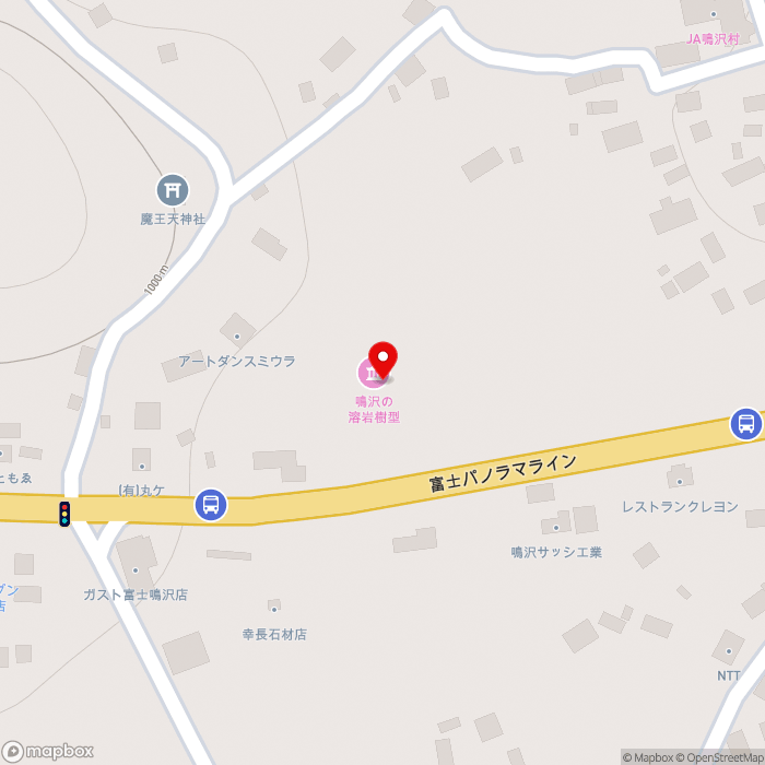 道の駅なるさわの地図（zoom17）山梨県南都留郡鳴沢村字ジラゴンノ8532-63