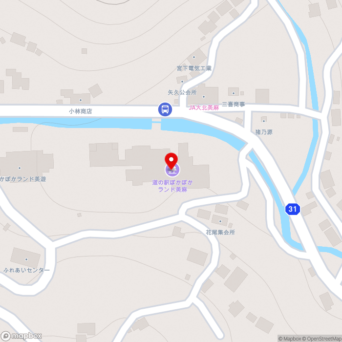 道の駅ぽかぽかランド美麻の地図（zoom17）長野県大町市美麻16784