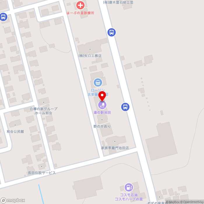 道の駅池田の地図（zoom17）長野県北安曇郡池田町会染6330