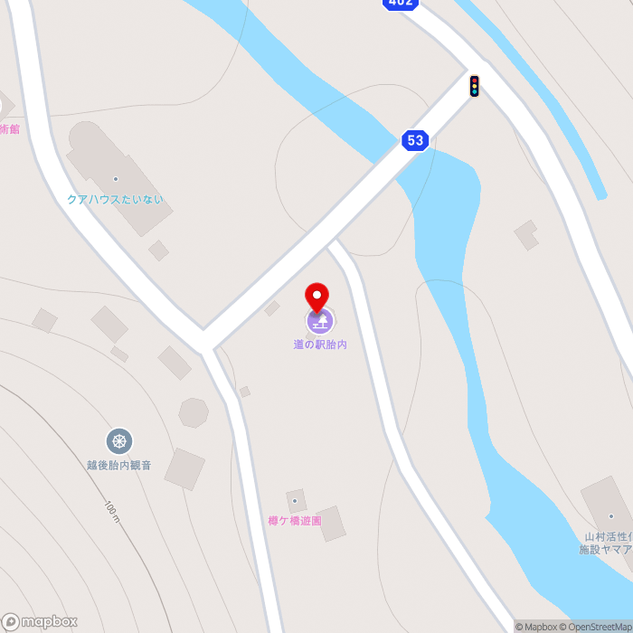 道の駅胎内の地図（zoom17）新潟県胎内市下赤谷387