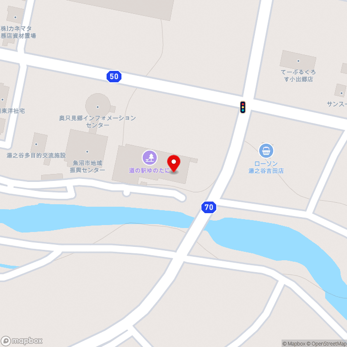 道の駅ゆのたにの地図（zoom17）新潟県魚沼市吉田1148