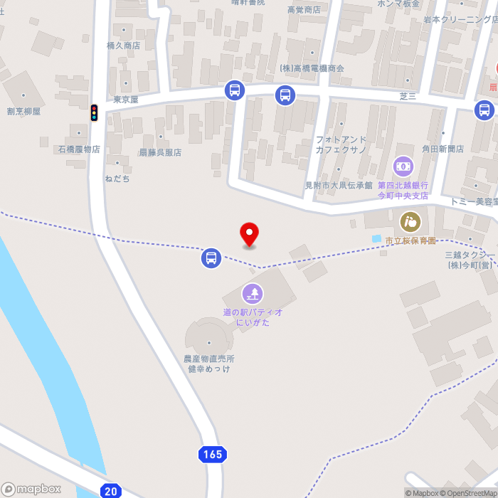 道の駅パティオにいがたの地図（zoom17）新潟県見附市今町1丁目3358番地