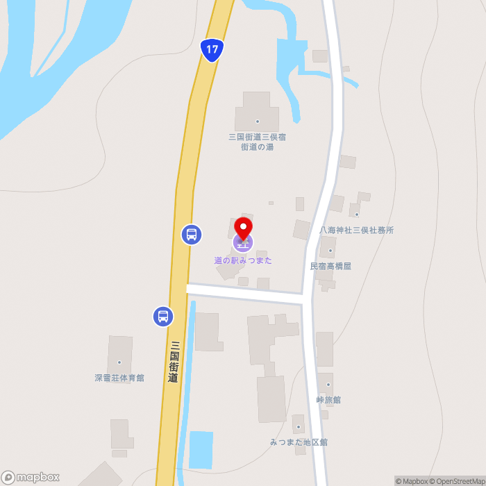 道の駅みつまたの地図（zoom17）新潟県南魚沼郡湯沢町大字三俣1000番地