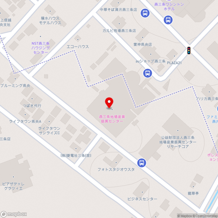 道の駅燕三条地場産センターの地図（zoom17）新潟県三条市須頃1-17