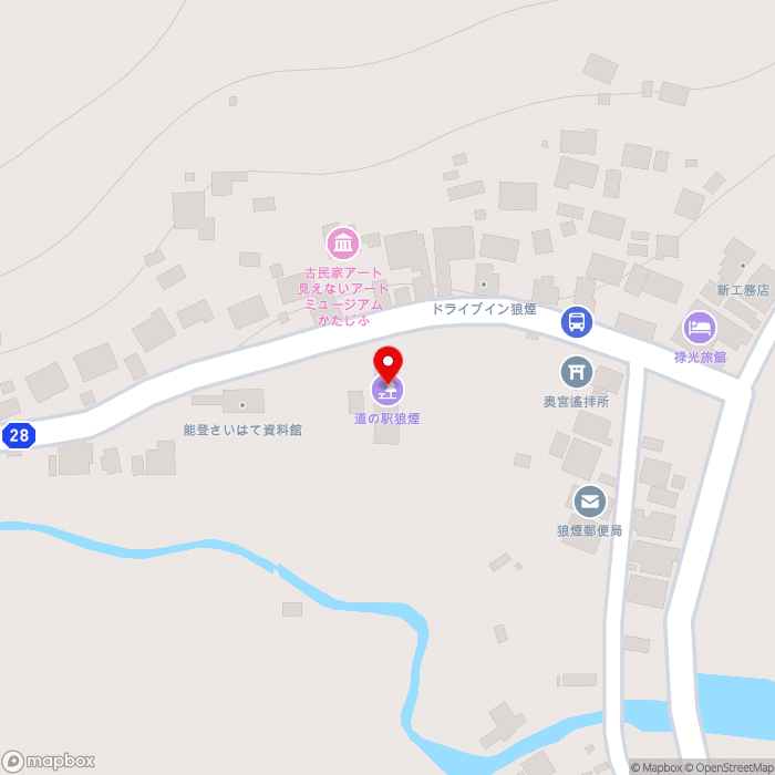 道の駅狼煙の地図（zoom17）石川県珠洲市狼煙町テ部1番地1