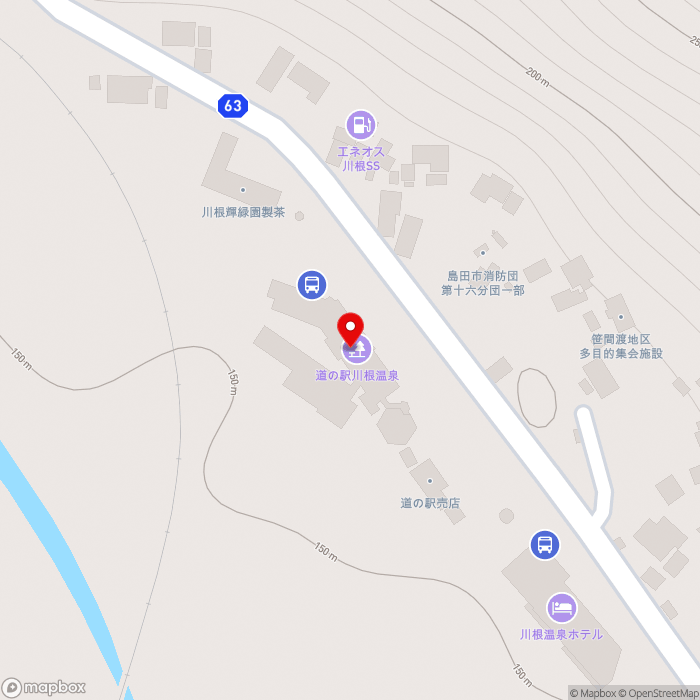 道の駅川根温泉の地図（zoom17）静岡県島田市川根町笹間渡220