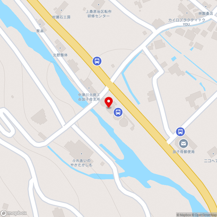 道の駅加子母の地図（zoom17）岐阜県中津川市加子母3900-29