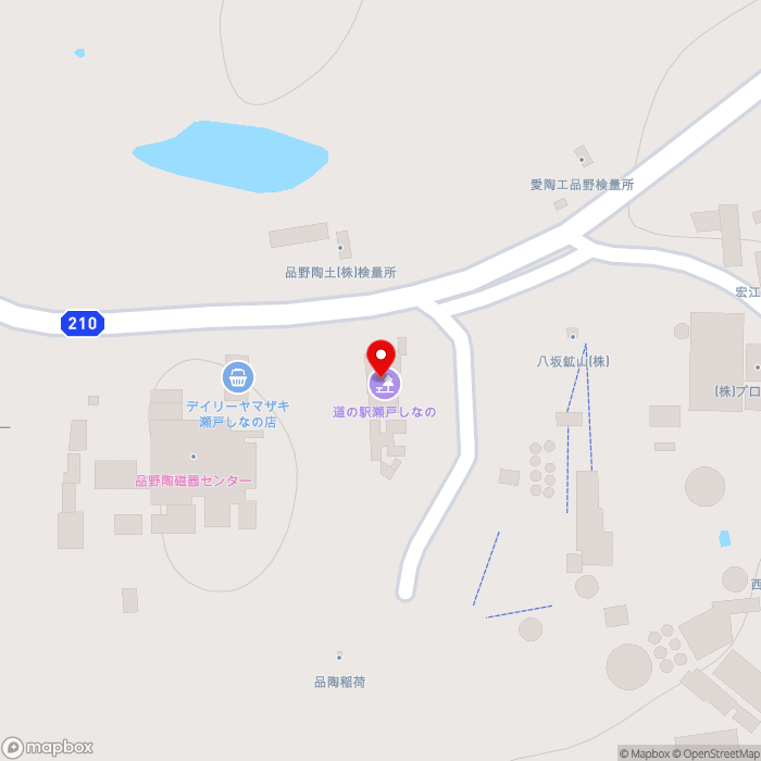 道の駅瀬戸しなのの地図（zoom17）愛知県瀬戸市品野町1丁目126番地の1