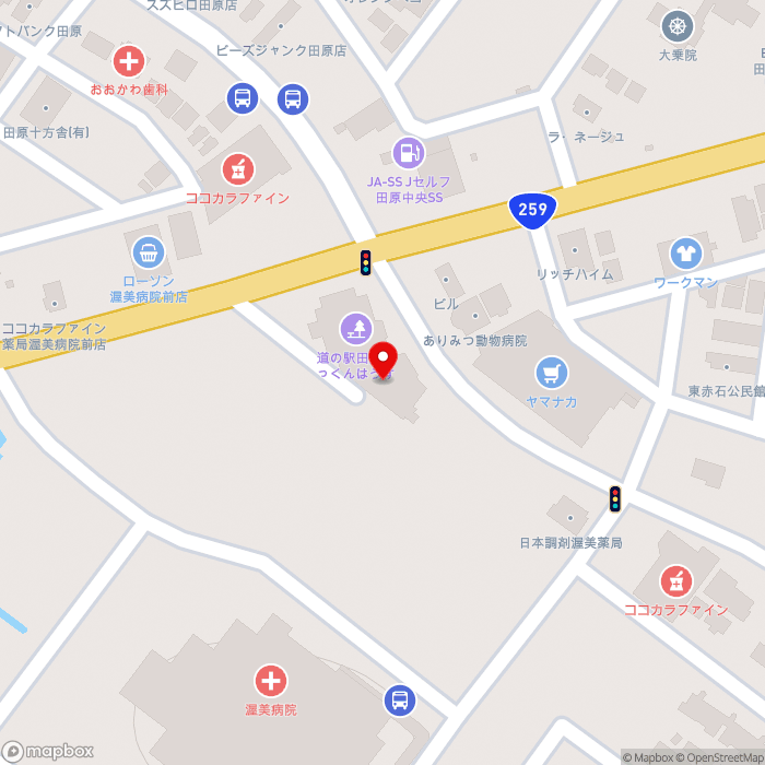 道の駅田原めっくんはうすの地図（zoom17）愛知県田原市東赤石5-74