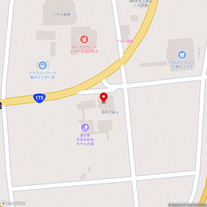 道の駅丹波おばあちゃんの里の地図（zoom17）兵庫県丹波市春日町七日市710
