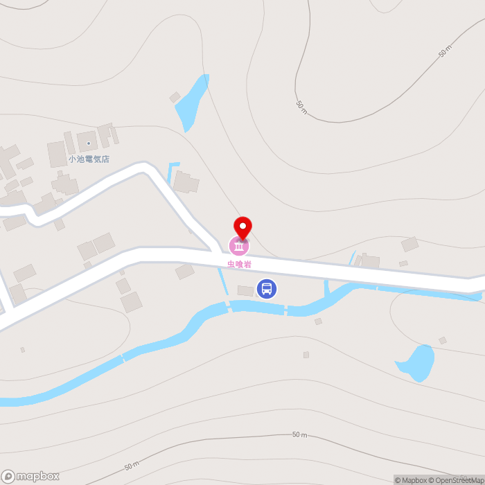 道の駅虫喰岩の地図（zoom17）和歌山県東牟婁郡古座川町池野山705-1