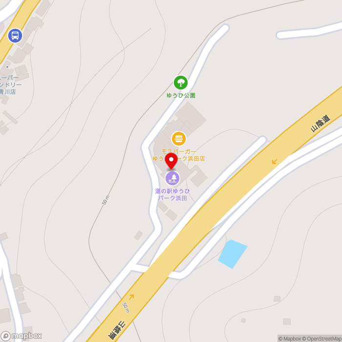 道の駅ゆうひパーク浜田の地図（zoom17）島根県浜田市原井町1203-1