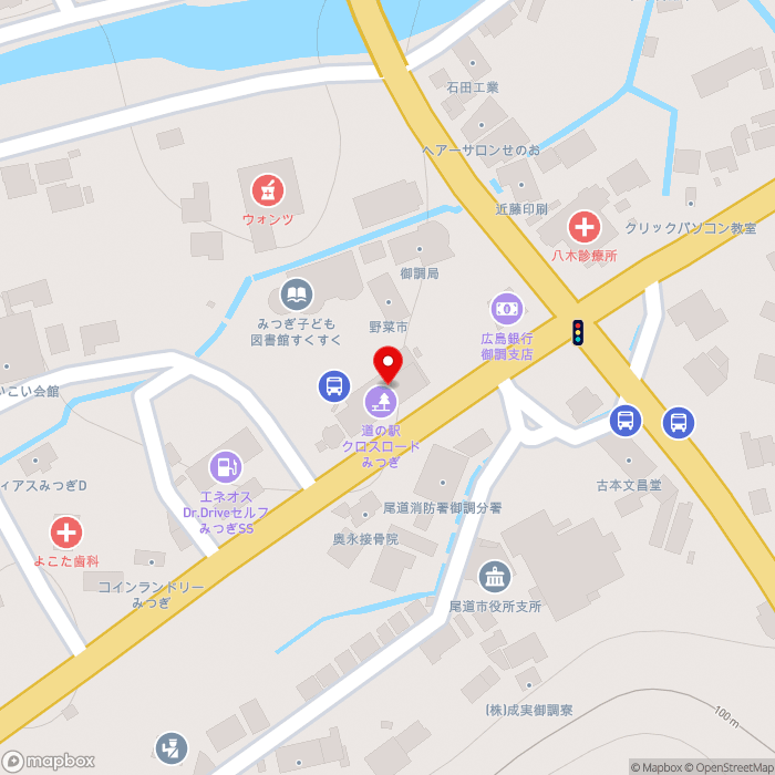 道の駅クロスロードみつぎの地図（zoom17）広島県尾道市御調町大田33
