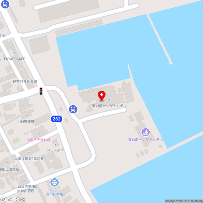 道の駅センザキッチンの地図（zoom17）山口県長門市仙崎4297-1