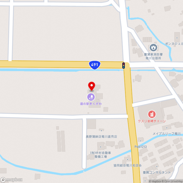 道の駅きくがわの地図（zoom17）山口県下関市菊川町上岡枝766-1