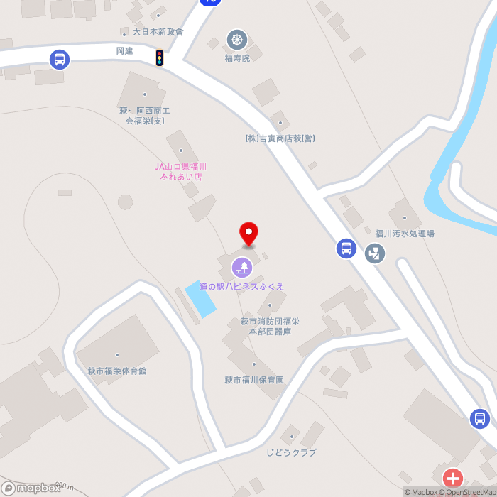 道の駅ハピネスふくえの地図（zoom17）山口県萩市福井下4014-2