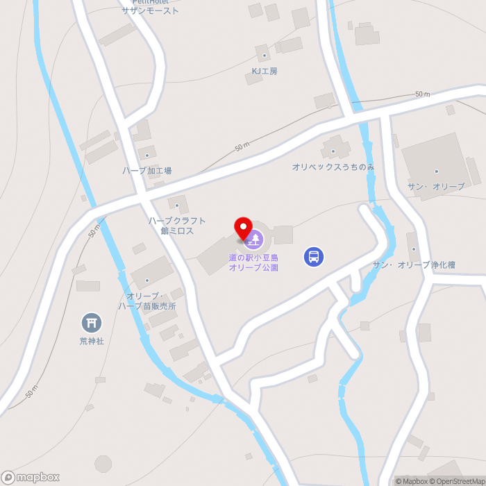 道の駅小豆島オリーブ公園の地図（zoom17）香川県小豆郡小豆島町西村甲1941-1