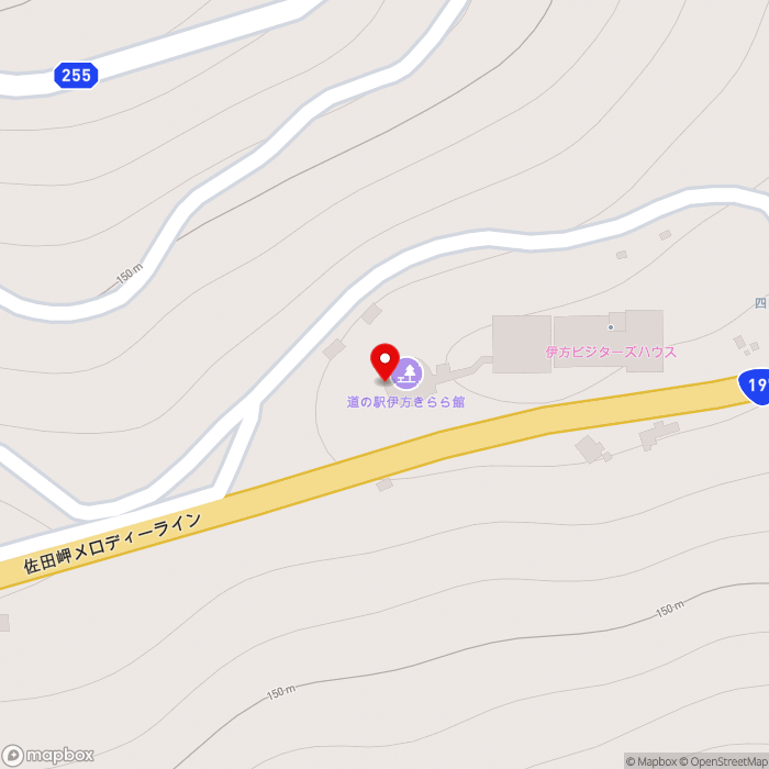 道の駅伊方きらら館の地図（zoom17）愛媛県西宇和郡伊方町九町コチワキ