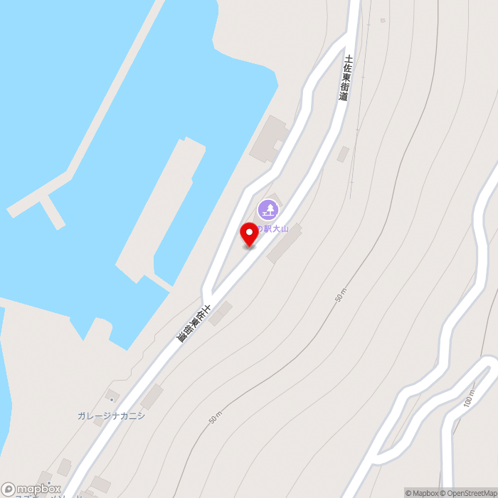 道の駅大山の地図（zoom17）高知県安芸市下山黒ハエ1400