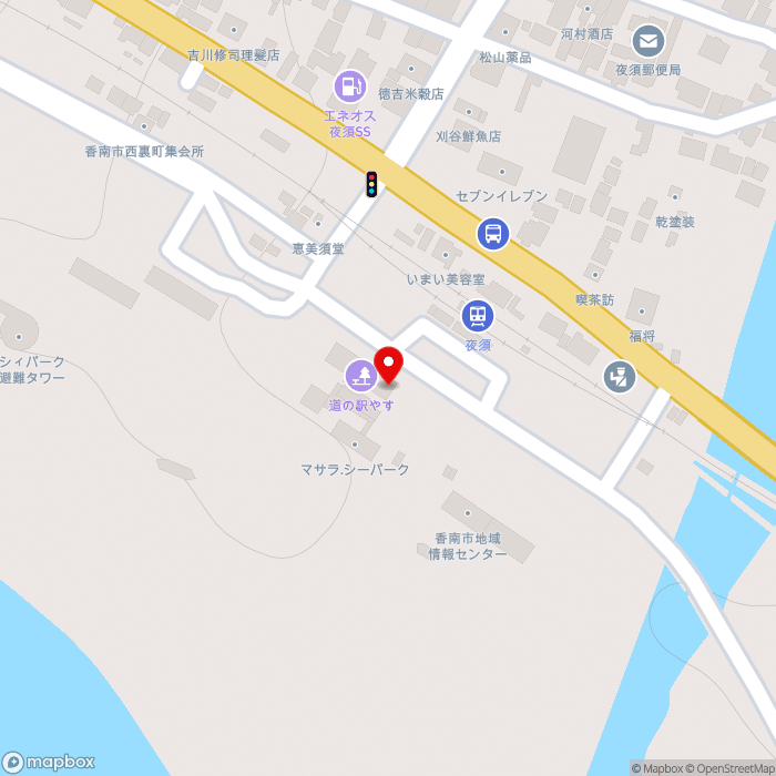 道の駅やすの地図（zoom17）高知県香南市夜須町千切537-90