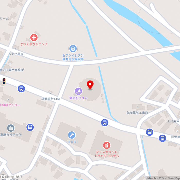 道の駅うすいの地図（zoom17）福岡県嘉麻市上臼井328-1