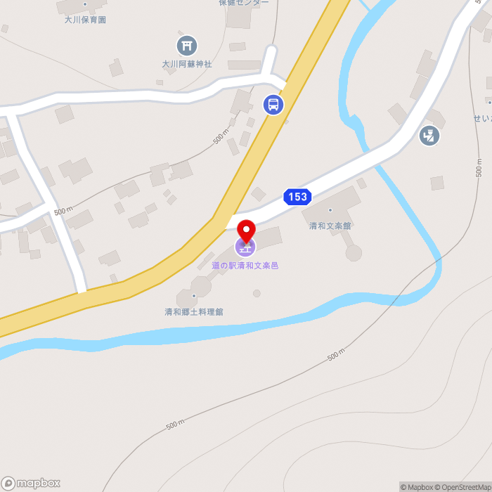 道の駅清和文楽邑の地図（zoom17）熊本県上益城郡山都町大平152