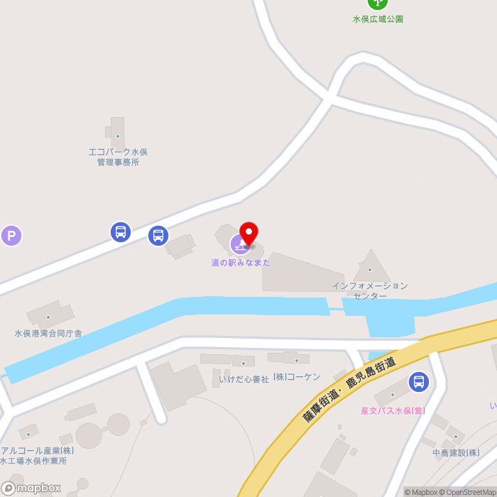 道の駅みなまたの地図（zoom17）熊本県水俣市月浦54-162
