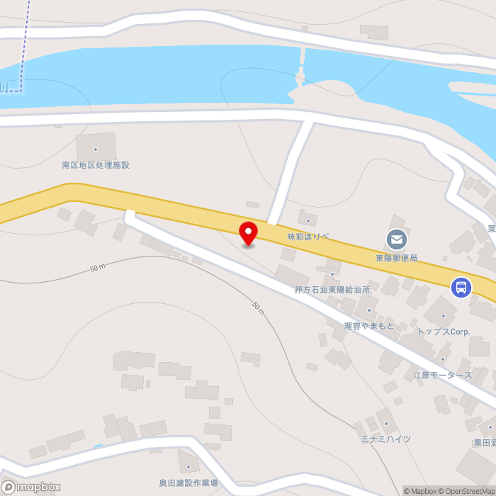 道の駅東陽の地図（zoom17）熊本県八代市東陽町南1051番地1