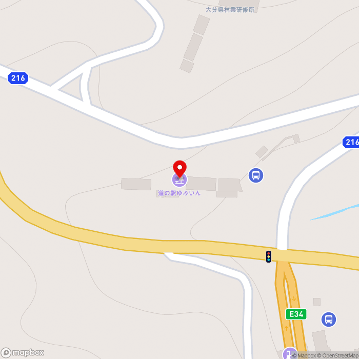 道の駅ゆふいんの地図（zoom17）大分県由布市湯布院町川北899-76