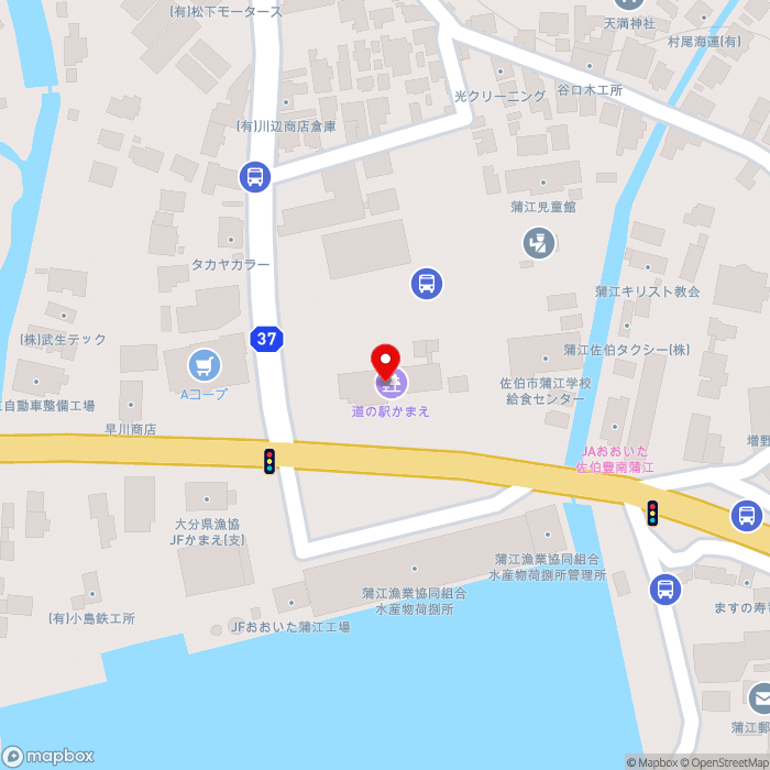 道の駅かまえの地図（zoom17）大分県佐伯市蒲江蒲江浦5104-1
