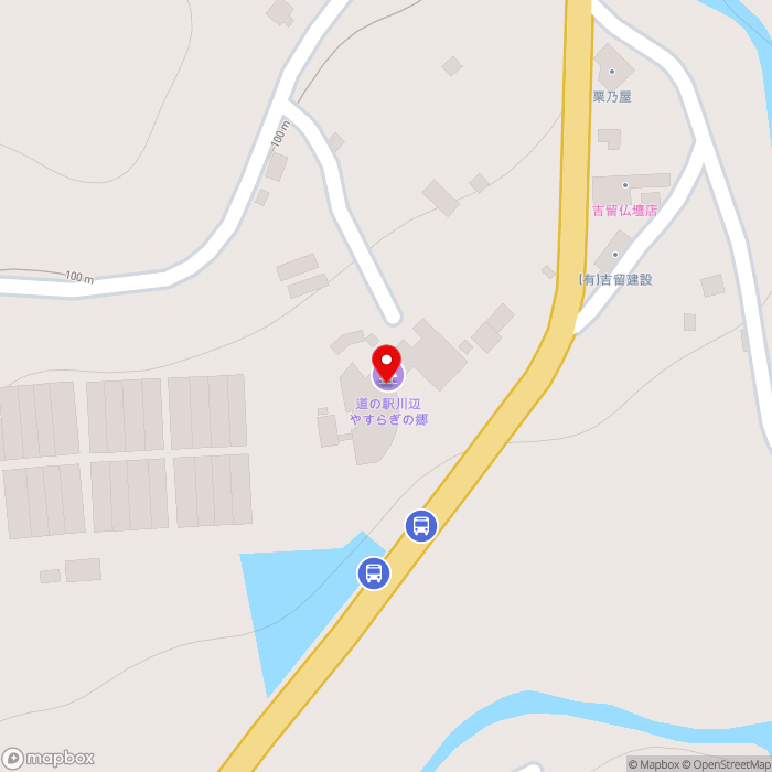 道の駅川辺やすらぎの郷の地図（zoom17）鹿児島県南九州市川辺町清水6910