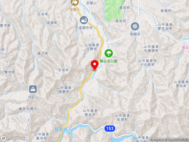 石川県の道の駅山中温泉　ゆけむり健康村の地図