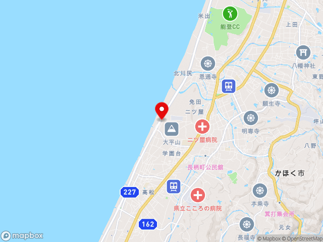 主要地方道金沢田鶴浜線沿いの道の駅 高松の地図