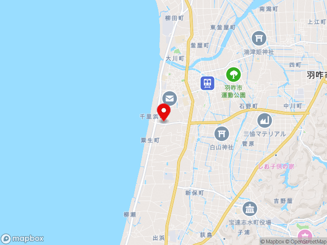 市道羽咋3号線沿いの道の駅 のと千里浜の地図