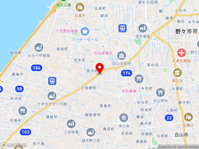 石川県の道の駅 めぐみ白山の地図